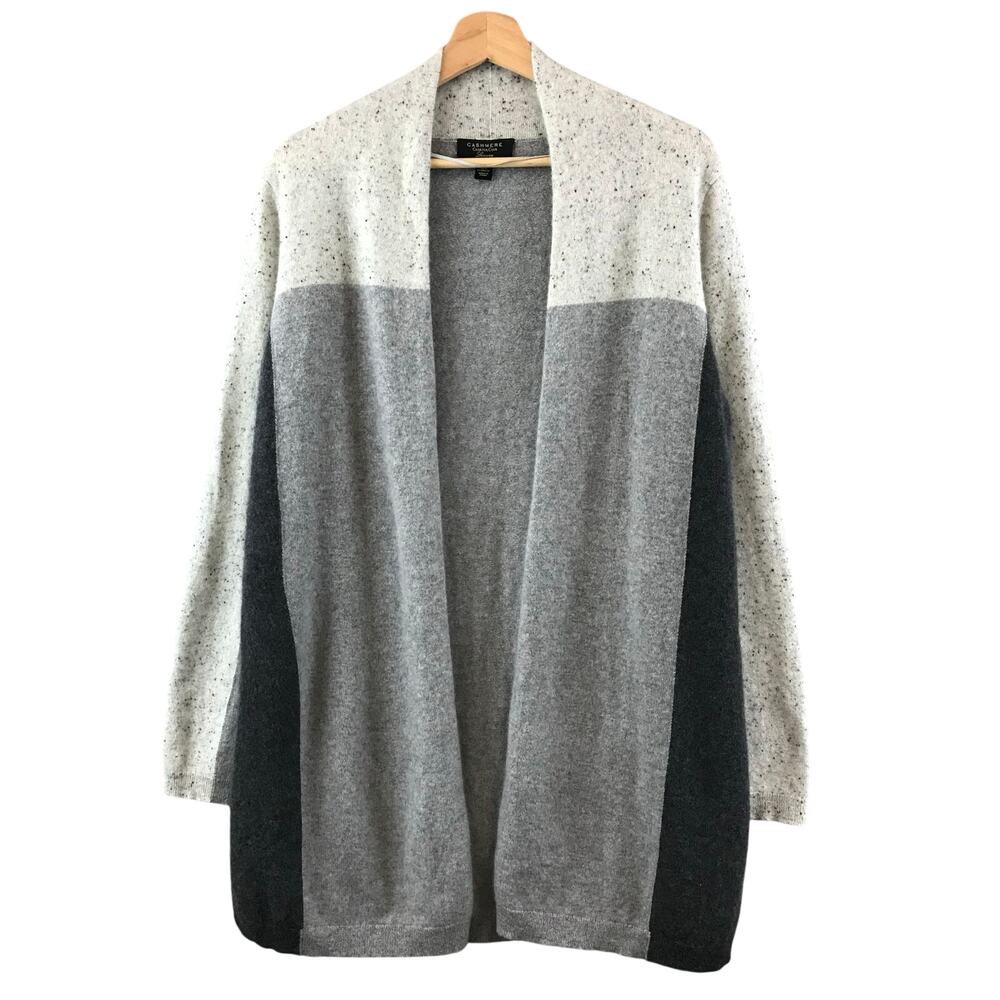 Charter Club Luxury Cashmere Gray Colorblock Cardigan Sweater L